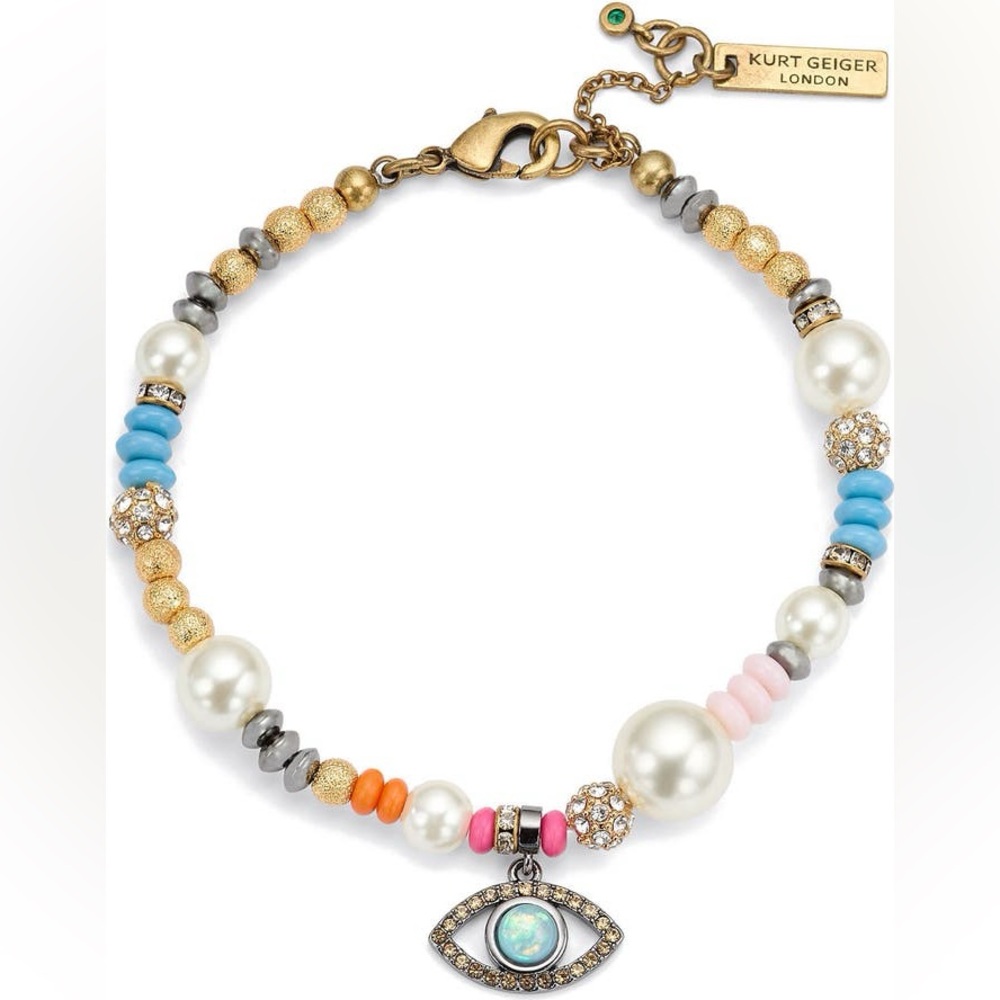 Kurt Geiger London Evil Eye Charm Bead Bracelet in multi-color